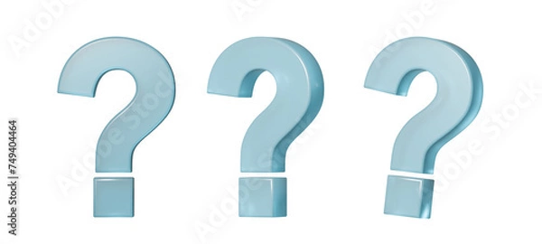 Fototapeta Light blue question mark shape cutout with different angle variations
