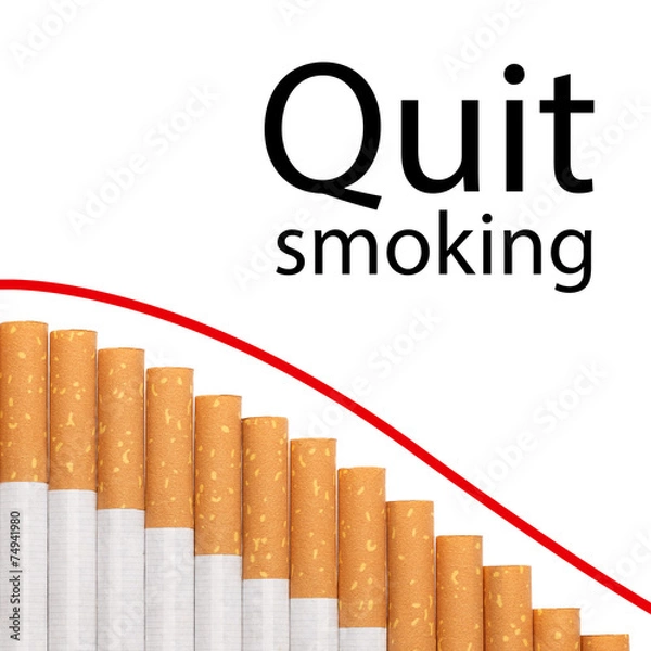 Fototapeta Quit smoking text graph cigarettes