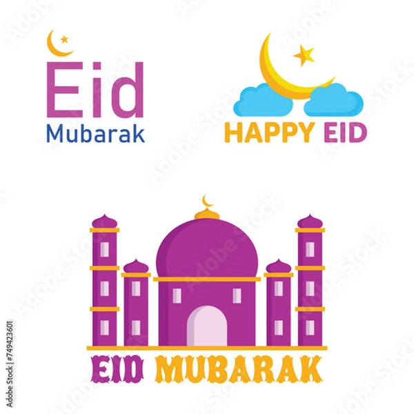 Fototapeta Eid Mubarak greeting card, Eid Mubarak illustrations, Eid Mubarak logo