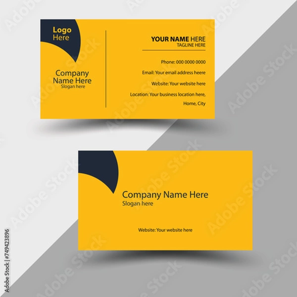 Fototapeta A Double-sided Company Modern creative Blue Horizontal and vertical layout. Vector illustration Business card template,  