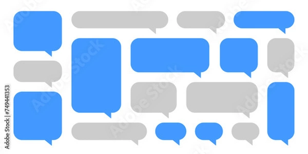 Fototapeta Chat speech blue bubble set. Chat messenger. SMS text frame. Vector illustration