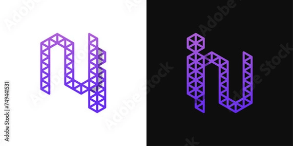 Fototapeta Letters IN and NI Polygon Logo, suitable for business related to polygon with IN or NI initials