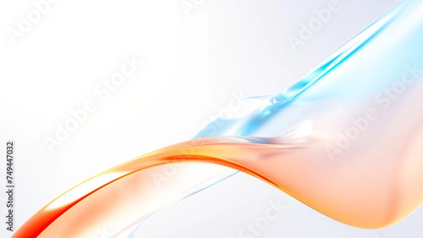 Fototapeta Abstract 3D background bright glass colorful gradient fluid wave render texture