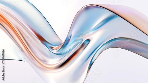 Fototapeta Abstract 3D background bright glass colorful gradient fluid wave render texture
