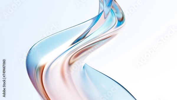 Fototapeta Abstract 3D background bright glass colorful gradient fluid wave render texture