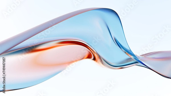 Fototapeta Abstract 3D background bright glass colorful gradient fluid wave render texture