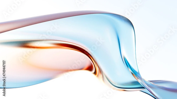 Fototapeta Abstract 3D background bright glass colorful gradient fluid wave render texture