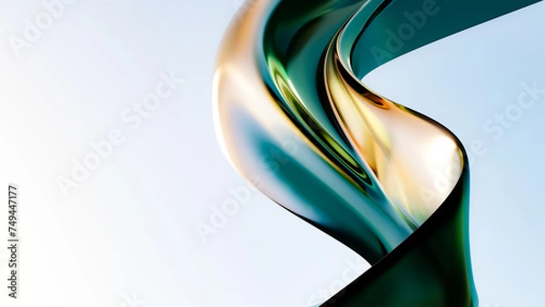 Fototapeta Abstract 3D background bright glass colorful gradient fluid wave render texture