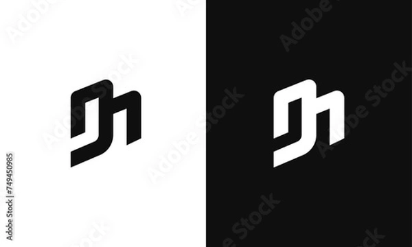 Obraz Letter JM, MJ minimal flat Logo design, fully Editable as Vector Format in Black and White Color palette.