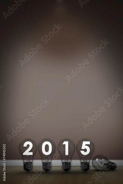Fototapeta Composite image of 2015 with light bulb