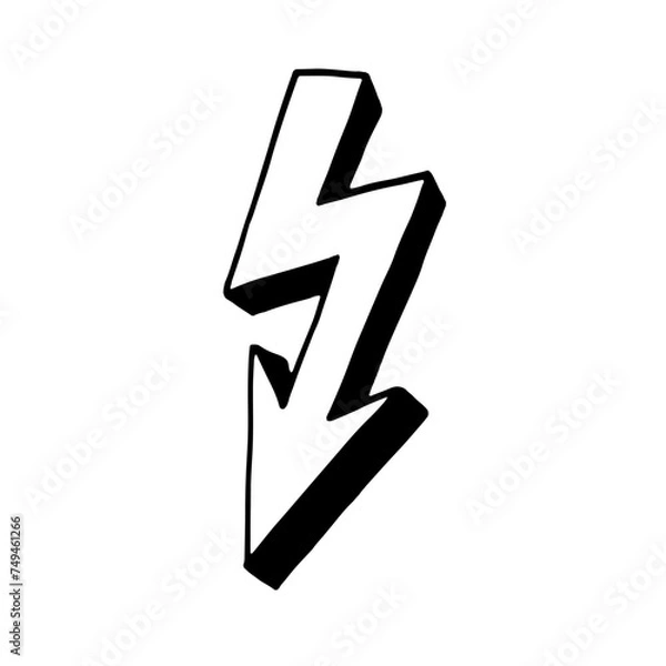 Fototapeta Zipper hand-drawing outline doodle. Element Isolated on a white background. Stock vector illustration.
