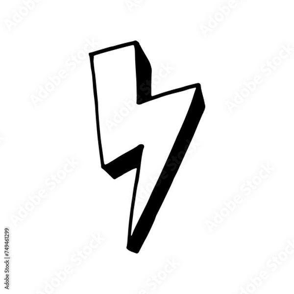 Fototapeta Zipper hand-drawing outline doodle. Element Isolated on a white background. Stock vector illustration.