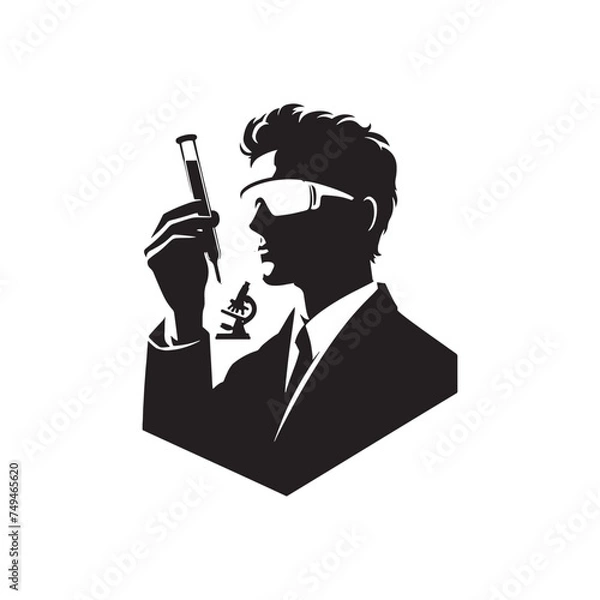 Fototapeta The Power of Knowledge: A Determined Scientist Silhouette Embracing Discovery - Scientist Illustration - Scientist Vector
