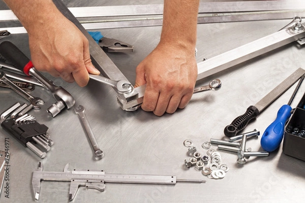 Obraz Metal work tools, steel parts.