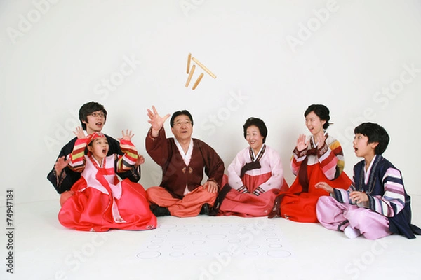 Obraz 한복 입은 한국인 가족