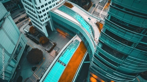 Obraz Aerial View of Modern City Architecture, top view 