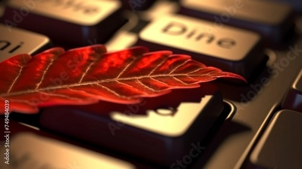 Fototapeta Deadline concept.The inscription deadline on a leaf.Generative AI