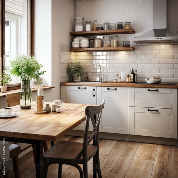 Fototapeta Beautiful kitchen interior in the style of Provence