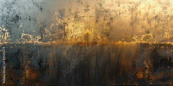 Obraz Strokes of gold paint on canvas Interior painting. Beautiful background. Generative AI.