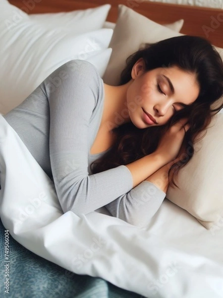Fototapeta a woman sleeping in bed