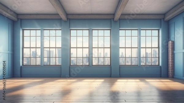 Fototapeta illustration of a vacant indoor space with a window.Generative AI