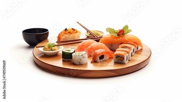 Fototapeta Japanese food on white background.Generative AI