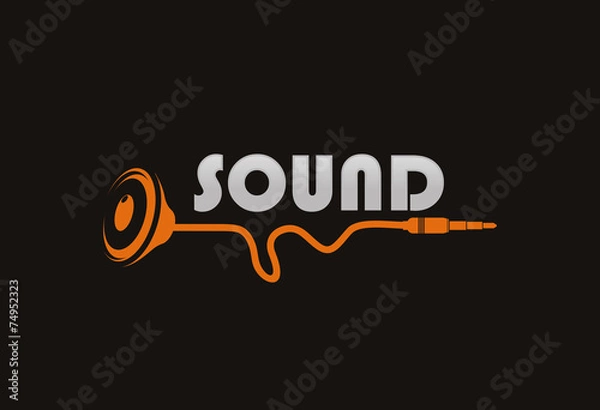 Obraz Speaker and cable logo vector