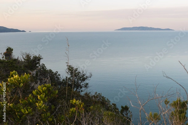 Fototapeta sunrise over the Tyrrhenian Sea from Talamone point of view, Tuscany Italy
