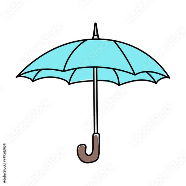 Obraz Umbrella vector icon in doodle style. Symbol in simple design. Cartoon object hand drawn isolated on white background.
