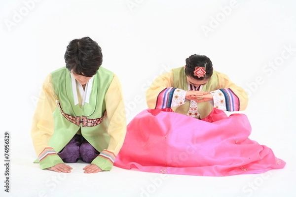 Obraz 한복 입은 한국 소년과 소녀