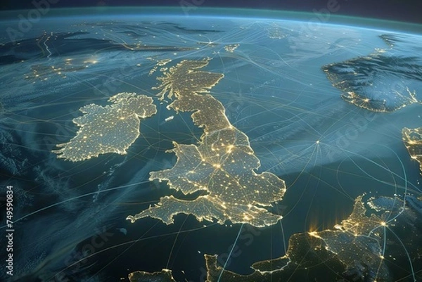 Fototapeta UK Map from Space