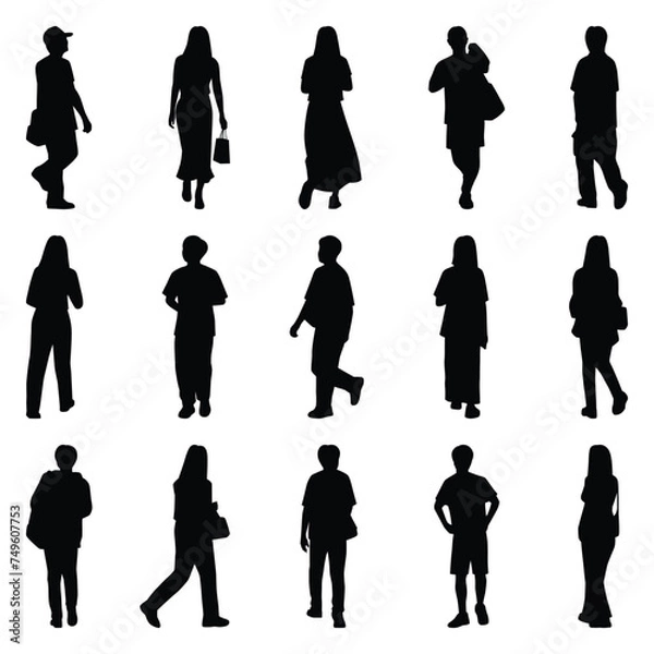 Fototapeta Vector collection set of individual people silhouettes.	
