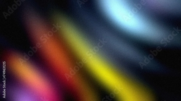 Fototapeta Vibrant grainy gradient abstract background blue green purple glowing color shape on black background colorful poster web banner design