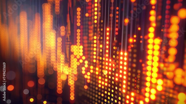 Obraz Vibrant Red LED Display Illuminated Against a Glowing Background with Festive Lights