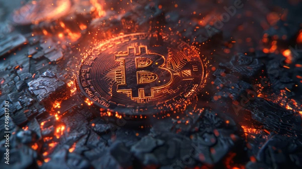 Obraz Burning Fire Illuminating the Darkness