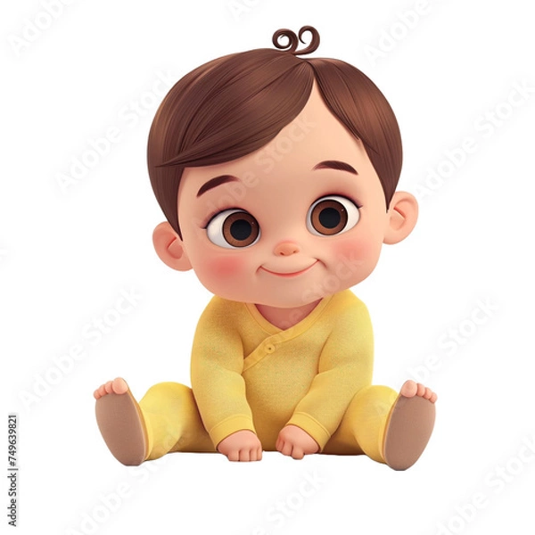 Fototapeta infant baby child -  vector cartoon illustration isolated on white background 3d render Generative AI