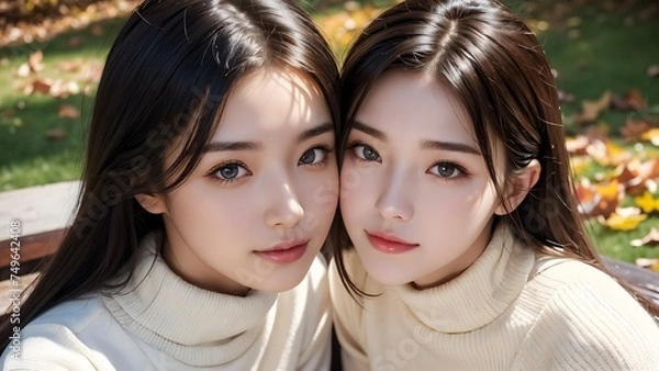 Fototapeta 公園で見つめる女性