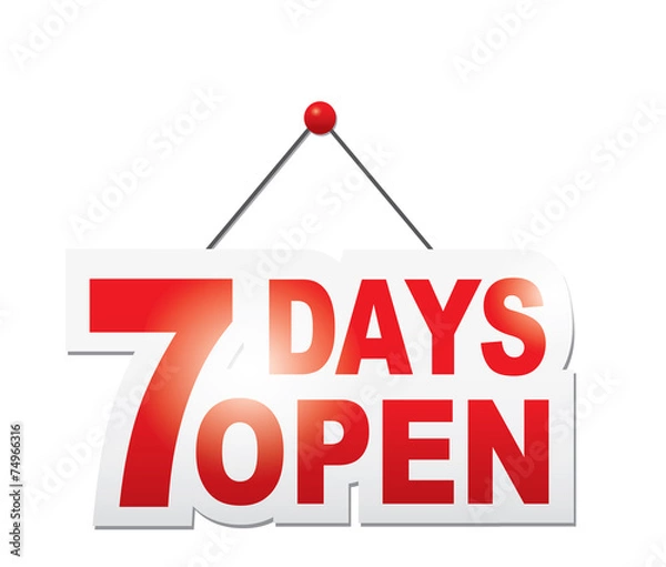 Obraz 7 days open sign. Vector
