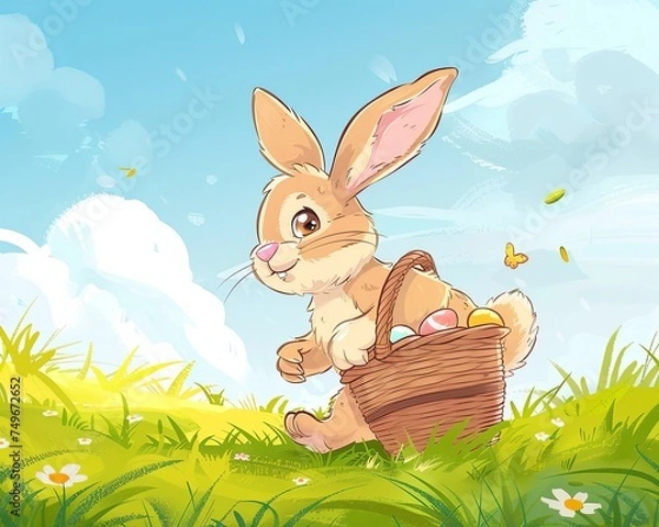 Fototapeta Easter bunny and Easter Eggs