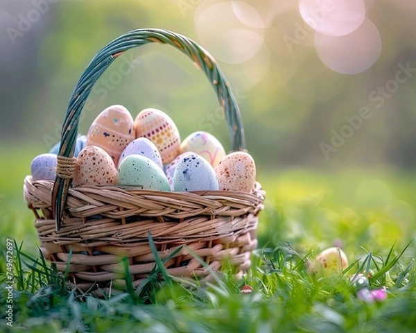 Fototapeta Easter bunny and Easter Eggs