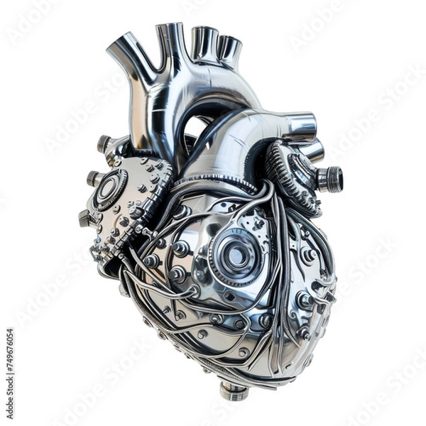 Fototapeta Silver Heart Shaped Object on White Background