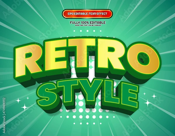 Fototapeta Retro yellow gold green style text effect design