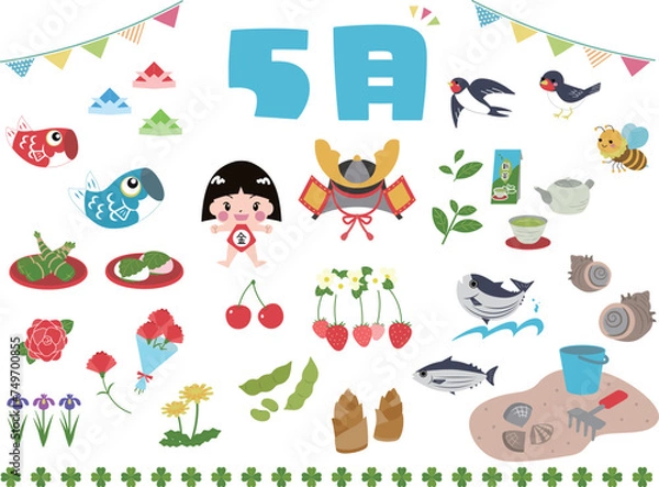 Fototapeta 5月イラスト素材セット