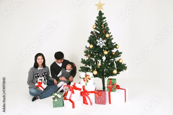 Obraz 크리스마스 트리 옆의 사람들