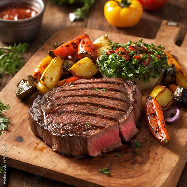 Obraz grilled steak with vegetables