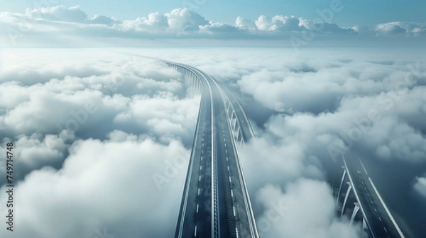 Fototapeta  Futuristic Highway Soaring Above the Clouds