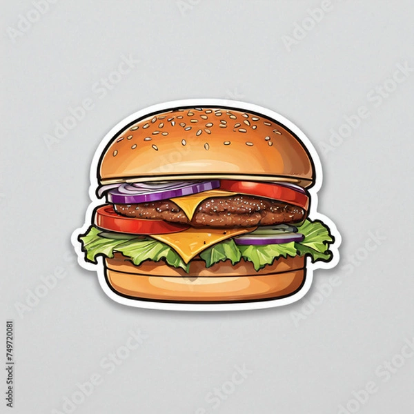 Obraz hamburger on a white background, sticker