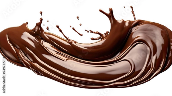 Fototapeta Collection of PNG. Melted dark chocolate flow isolated on a transparent background.