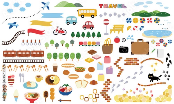 Obraz 旅先の可愛いイラスト・フレームセット