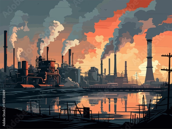 Fototapeta smoke from factory and environmental pollution